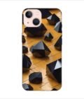 Apple Iphone 13 Mini Back Case Covers Abstract 3D Rendering Black Surface Background With Futuristic Low Poly Shape