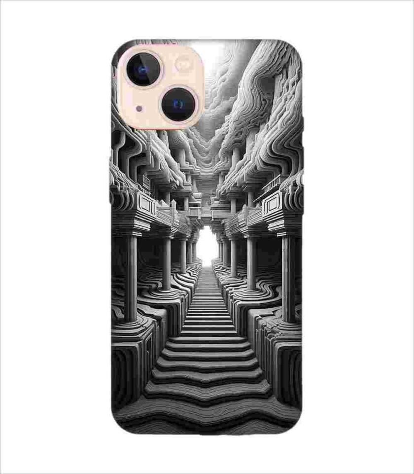 Apple Iphone 13 Mini Back Case Covers Abstract Geometry Black White Illustration