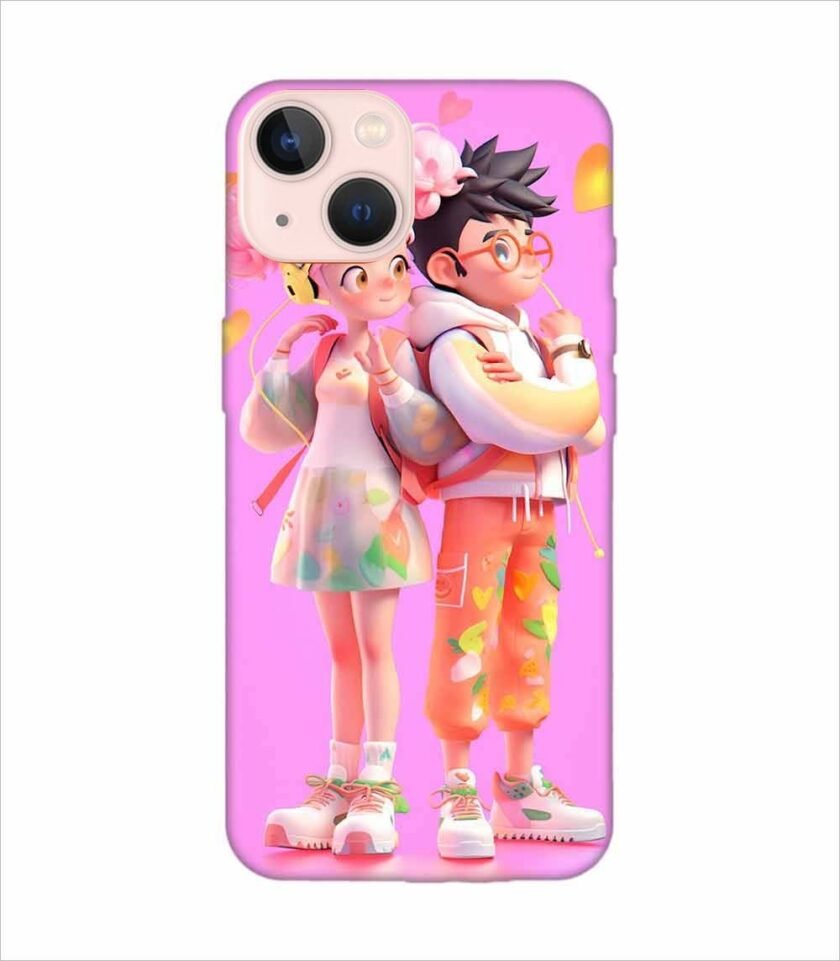 Apple Iphone 13 Mini Back Case Covers Cartoon Couple Young Man Woman With Balloons Life Preserver Generative Ai