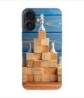 Apple Iphone 16 Back Case Covers Business Hierarchy Ranking Strategy Concept With Chess Pieces Standing Pyramid Wooden Building Blocks With King Top With Copy Space