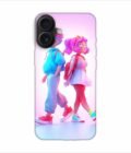 Apple Iphone 16 Back Case Covers Cartoon Characters Walking Pink Background With Blue Background Generative Ai