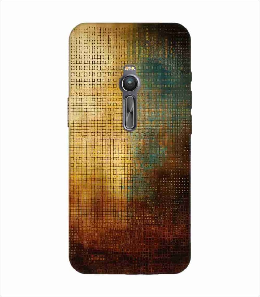 Printed Back Covers Asus Zenfone 2 close up painting golden blue background