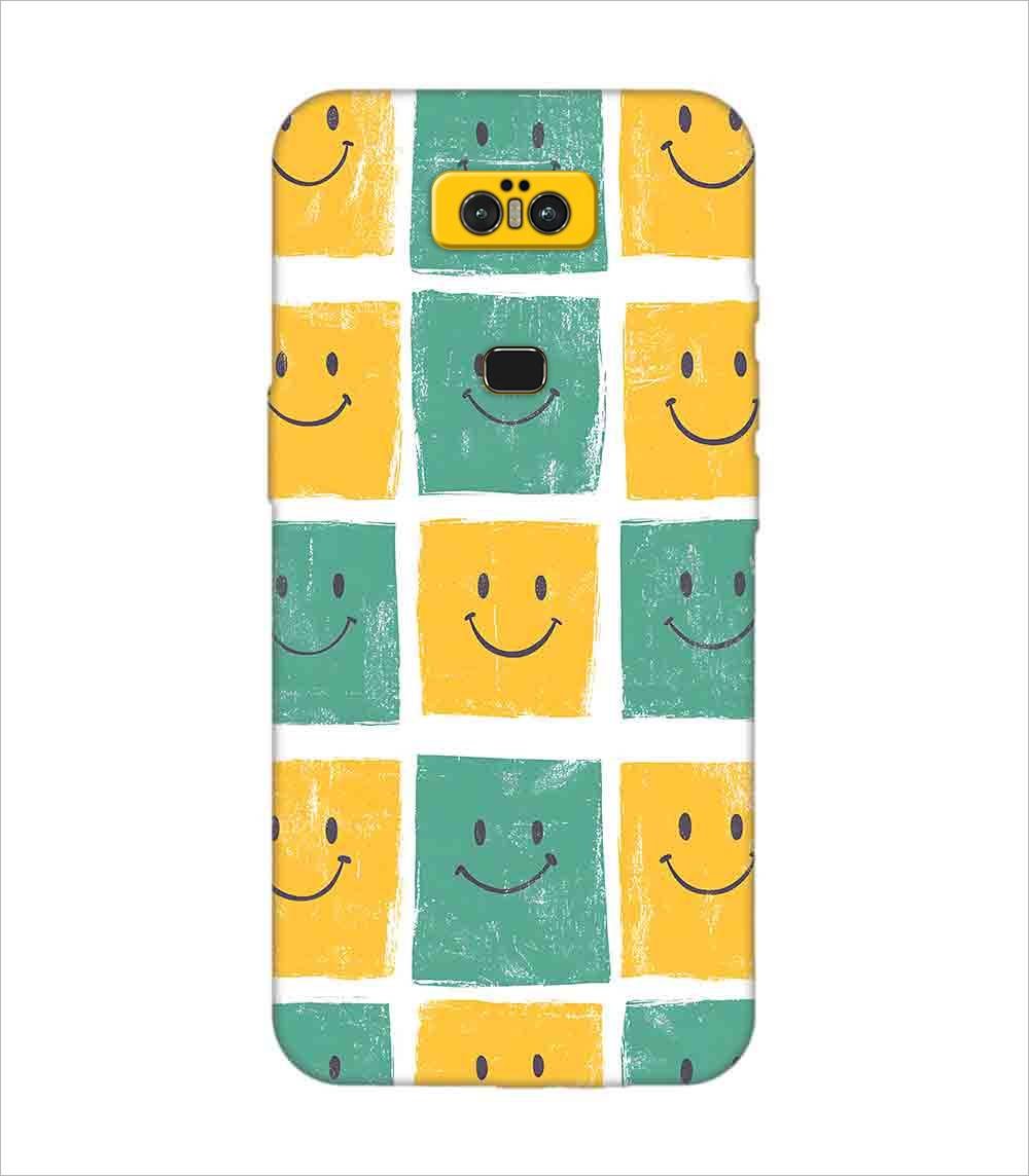 Printed Back Covers Asus Zenfone 6Z close up pattern smiley faces white background