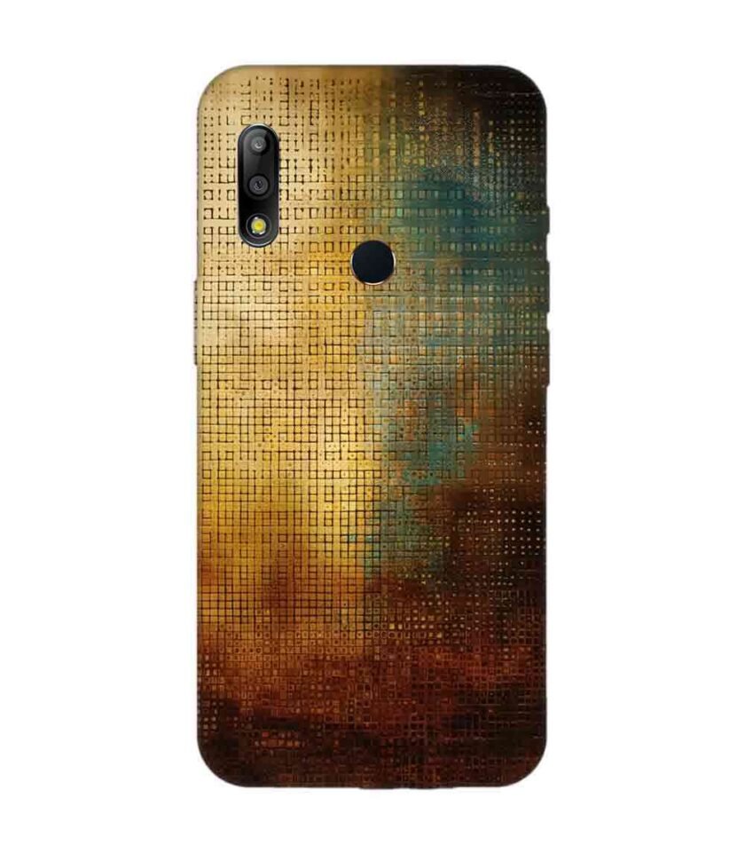Printed Back Covers Asus Zenfone Max Pro M2 close up painting golden blue background