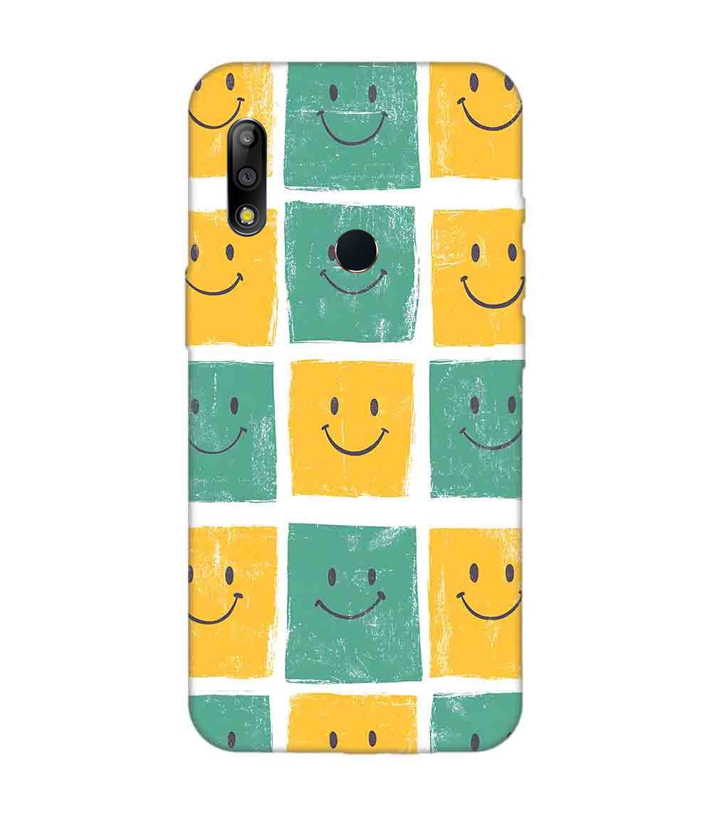 Printed Back Covers Asus Zenfone Max Pro M2 close up pattern smiley faces white background