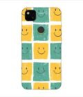 Printed Back Covers Google Pixel 4A close up pattern smiley faces white background
