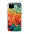 Printed Back Covers Google Pixel 5 close up painting mountain range with sky background