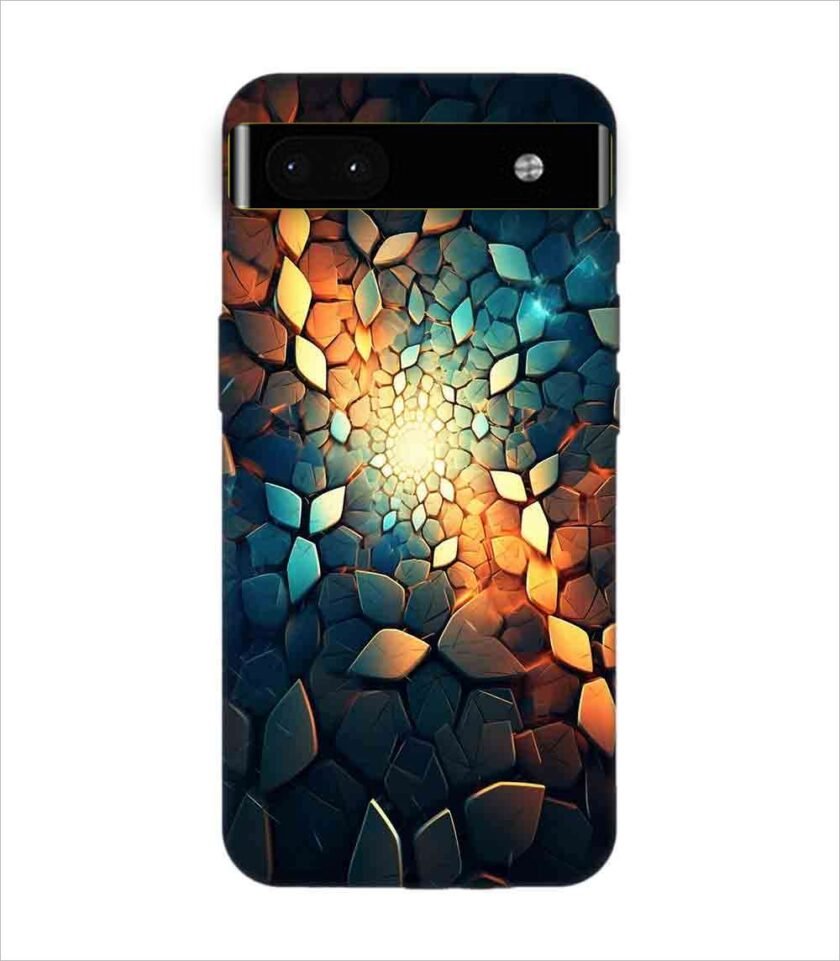 Printed Back Covers Google Pixel 6A close up mosaic rocks stones with light shining through