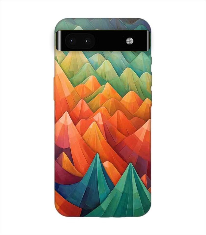 Printed Back Covers Google Pixel 6A close up painting mountain range with sky background