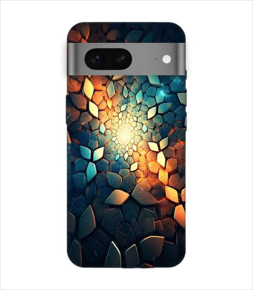 Printed Back Covers Google Pixel 7 close up mosaic rocks stones with light shining through