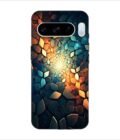Printed Back Covers Google Pixel 8 Pro close up mosaic rocks stones with light shining through
