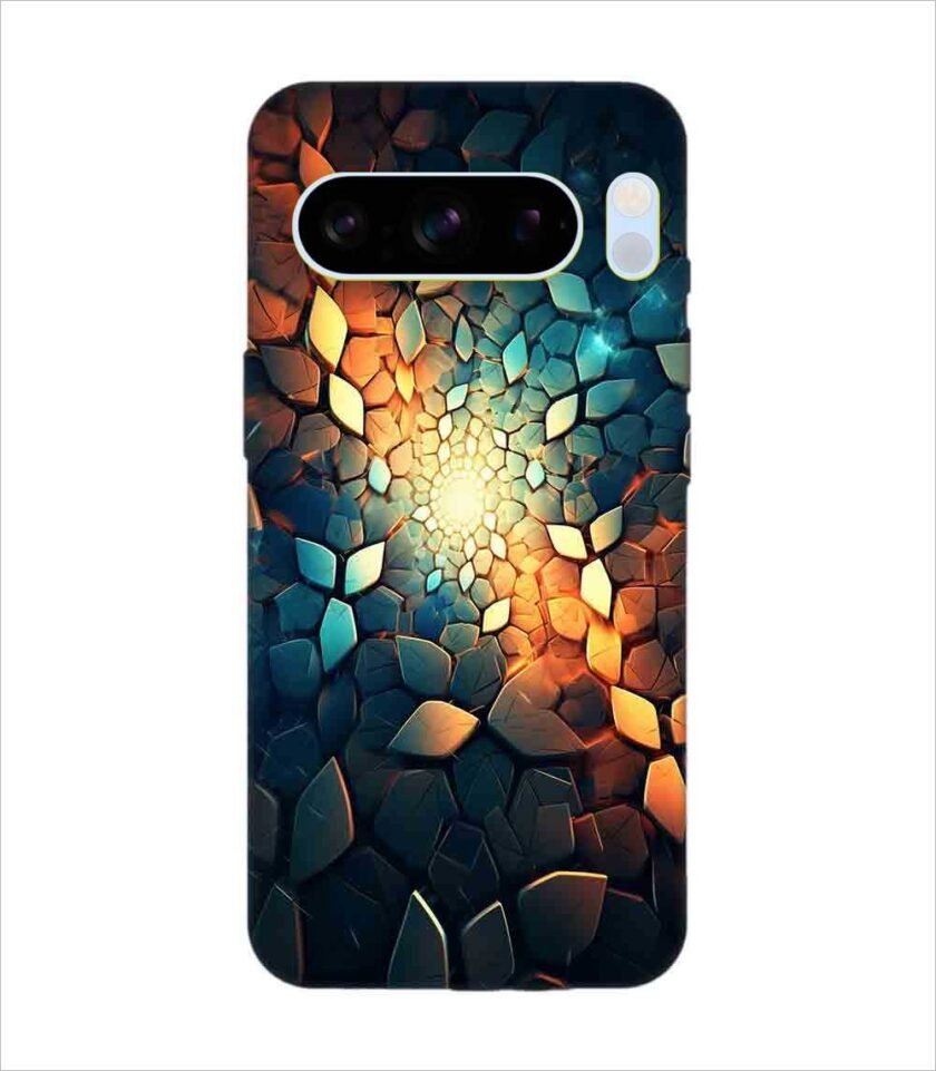 Printed Back Covers Google Pixel 8 Pro close up mosaic rocks stones with light shining through