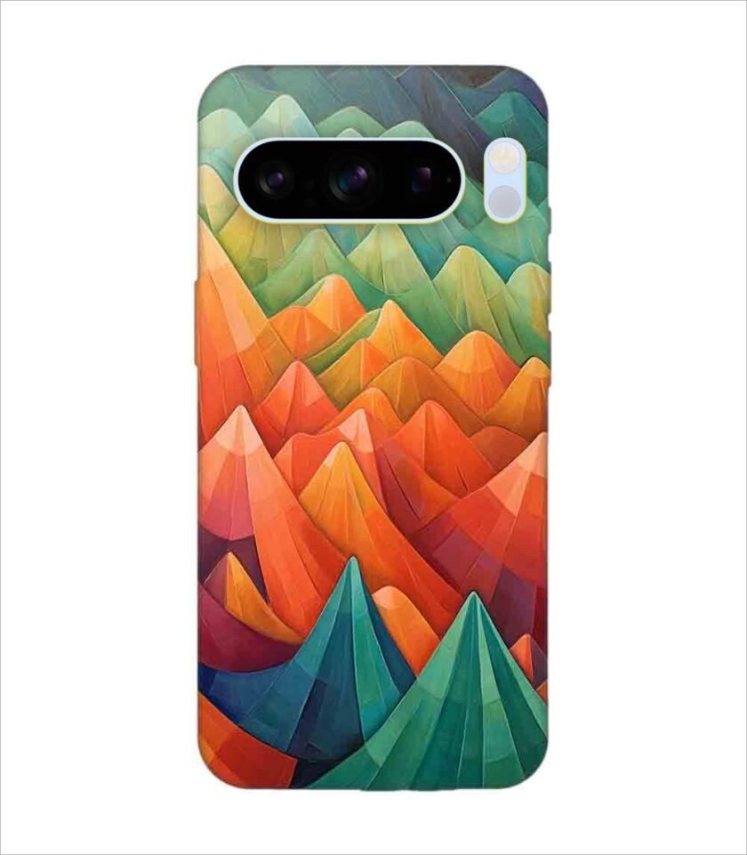Printed Back Covers Google Pixel 8 Pro close up painting mountain range with sky background