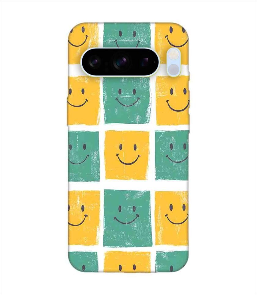 Printed Back Covers Google Pixel 8 Pro close up pattern smiley faces white background
