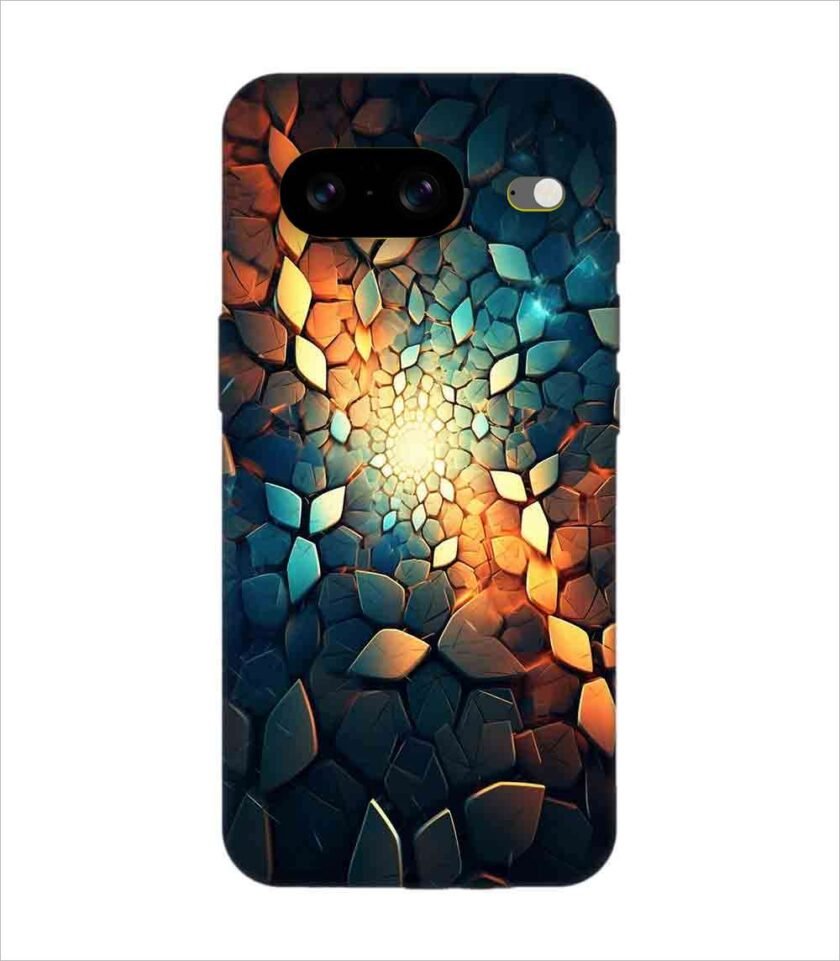 Printed Back Covers Google Pixel 8 close up mosaic rocks stones with light shining through