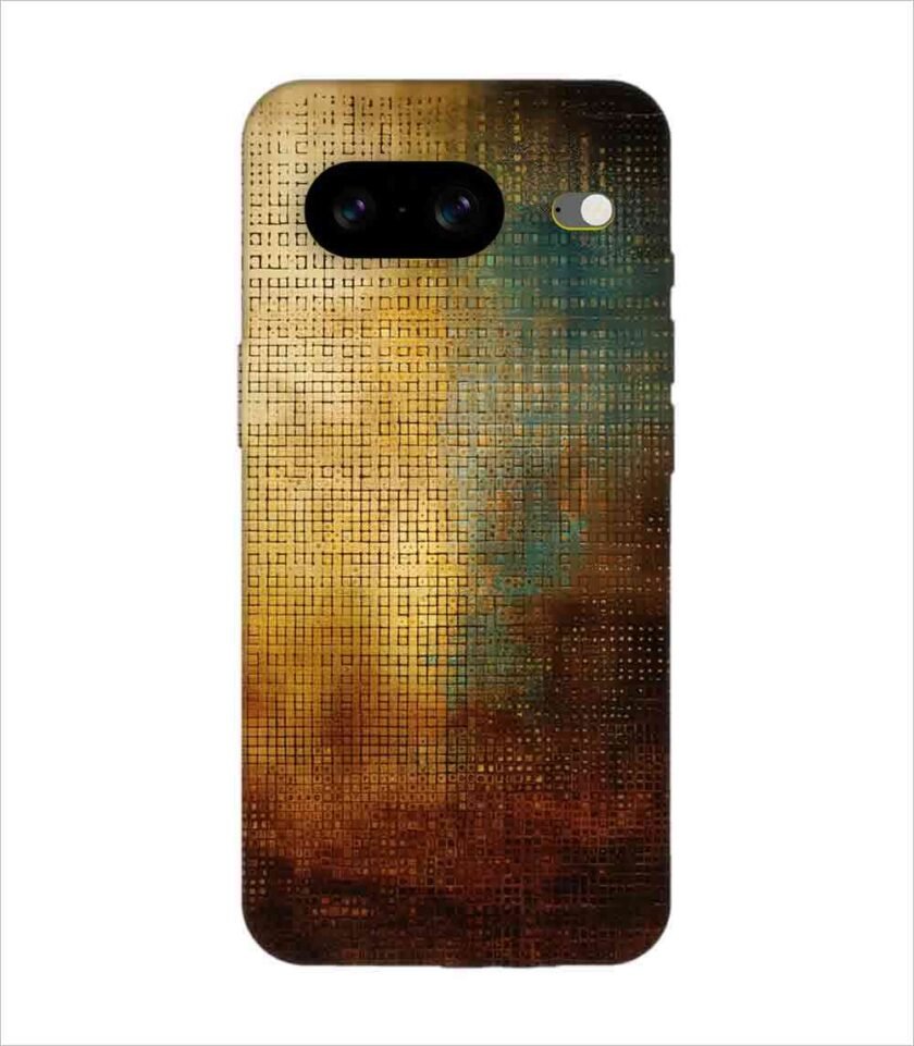 Printed Back Covers Google Pixel 8 close up painting golden blue background