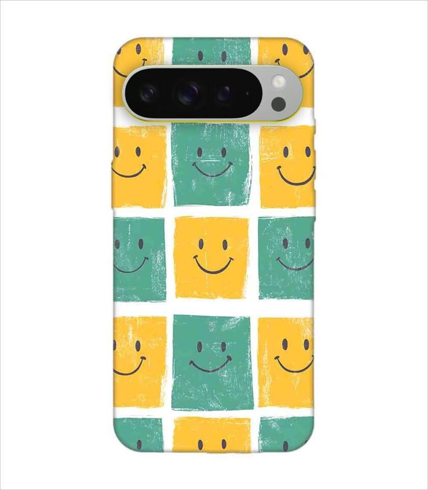 Printed Back Covers Google Pixel 9 Pro Xl close up pattern smiley faces white background