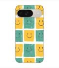 Printed Back Covers Google Pixel 9 close up pattern smiley faces white background