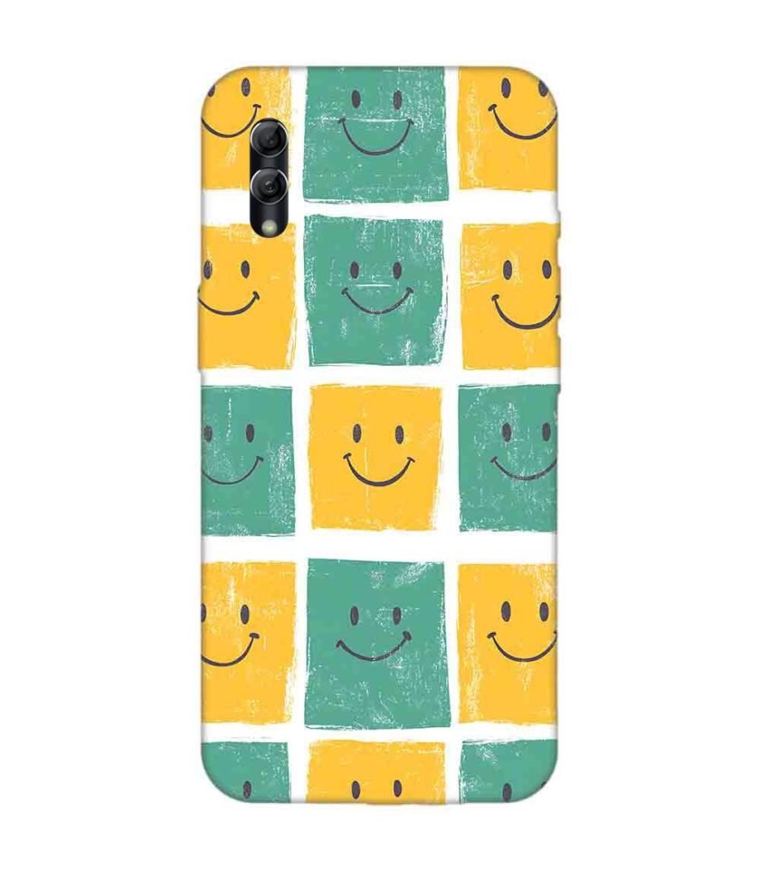 Honor 10 Lite close up pattern smiley faces white background
