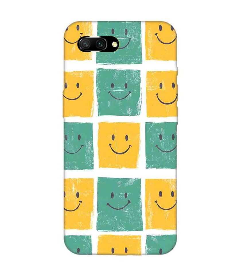 Honor 10 close up pattern smiley faces white background