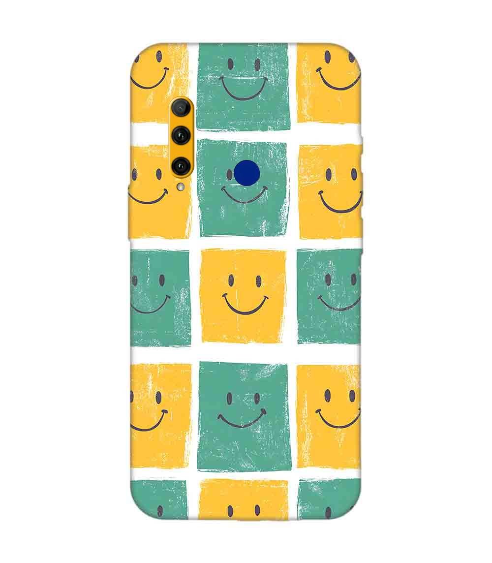 Printed Back Covers Honor 20I close up pattern smiley faces white background