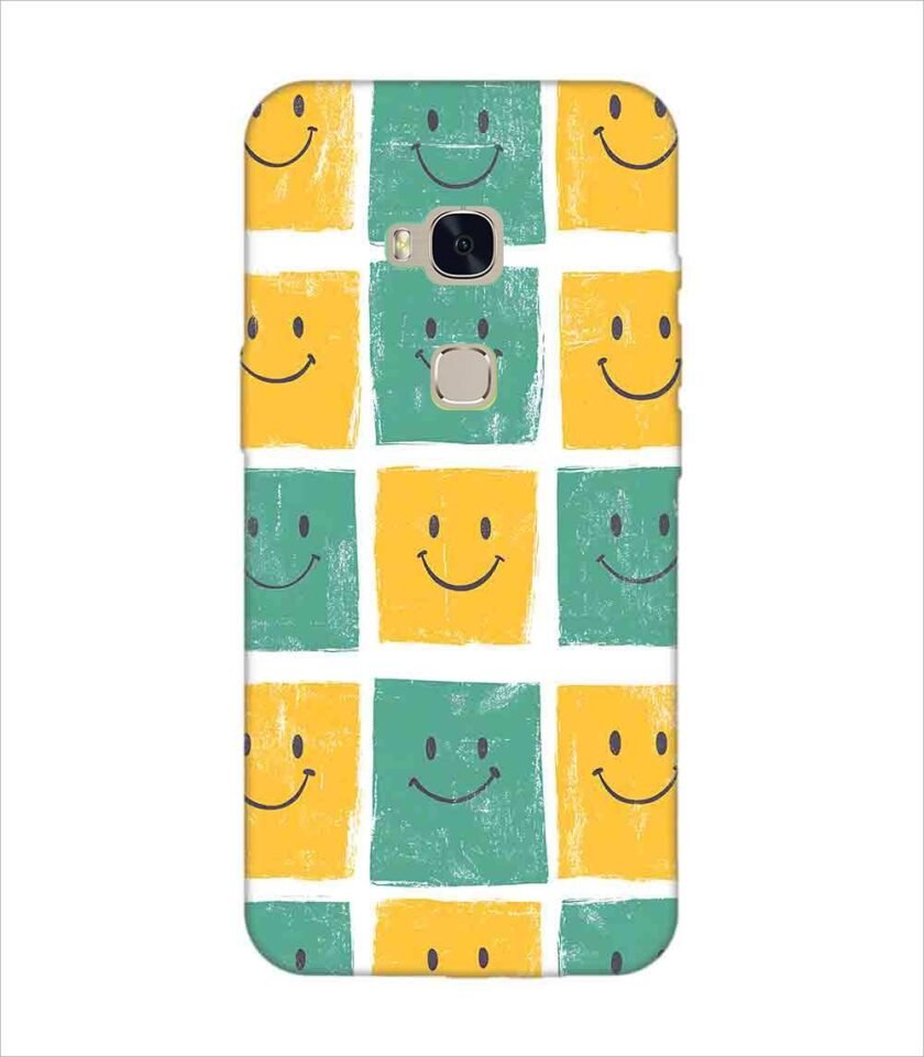 Printed Back Covers Honor 5X close up pattern smiley faces white background