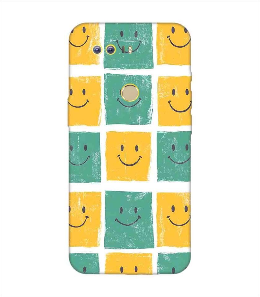 Printed Back Covers Honor 8 close up pattern smiley faces white background