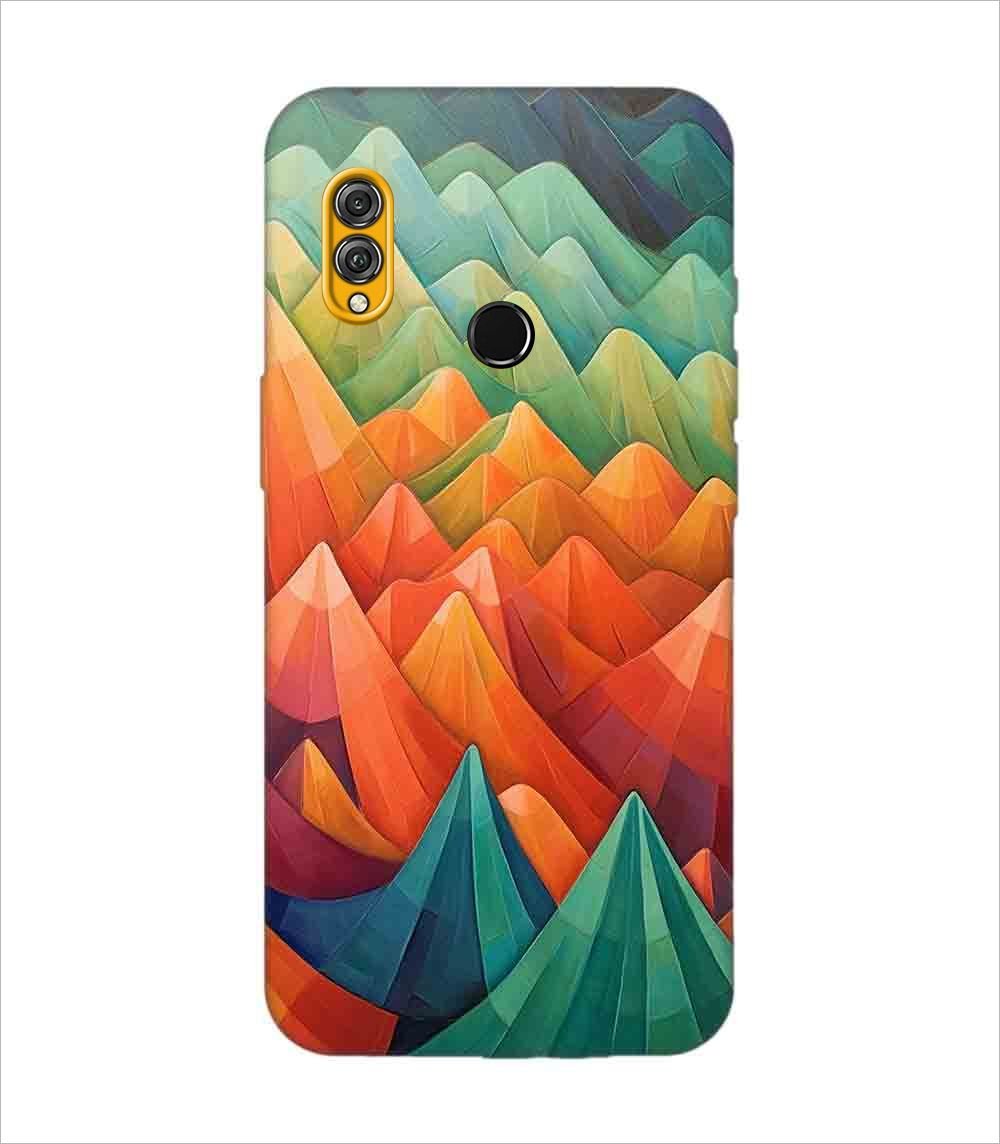 Printed Back Covers Honor 8X close up painting mountain range with sky background