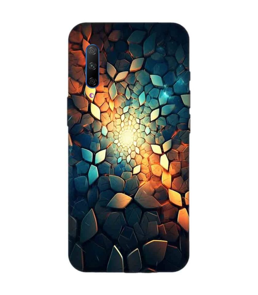 Honor 9X Pro close up mosaic rocks stones with light shining through