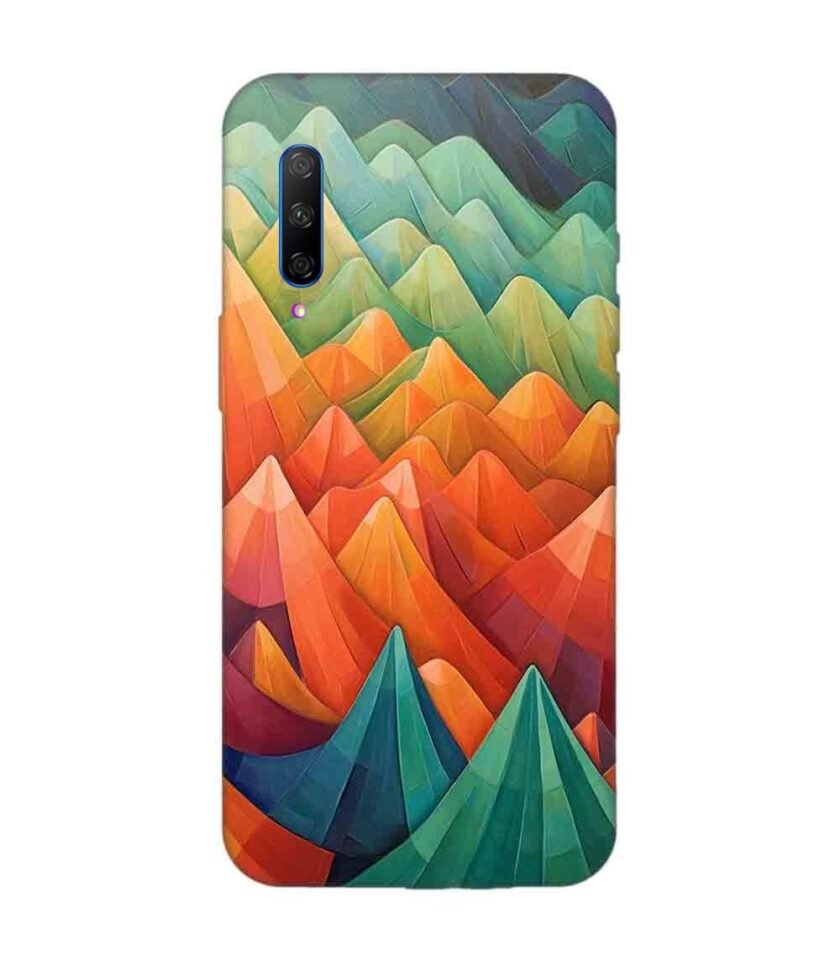 Honor 9X Pro close up painting mountain range with sky background