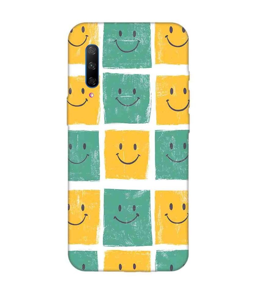 Honor 9X Pro close up pattern smiley faces white background