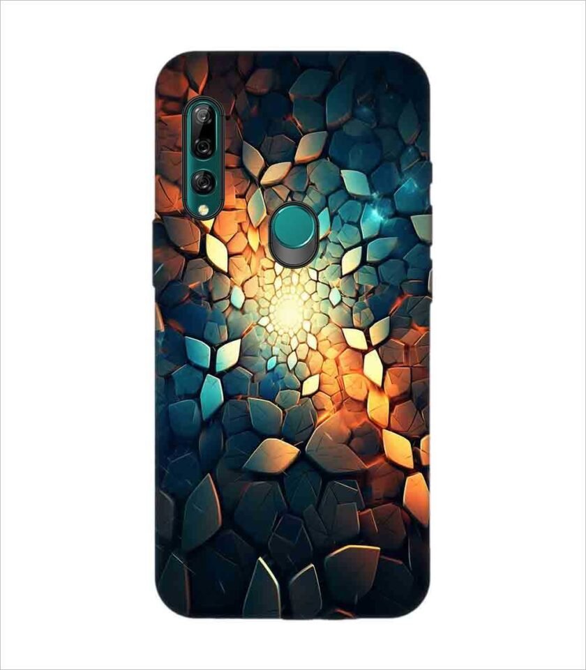 Printed Back Covers Honor Y9 Prime close up mosaic rocks stones with light shining through