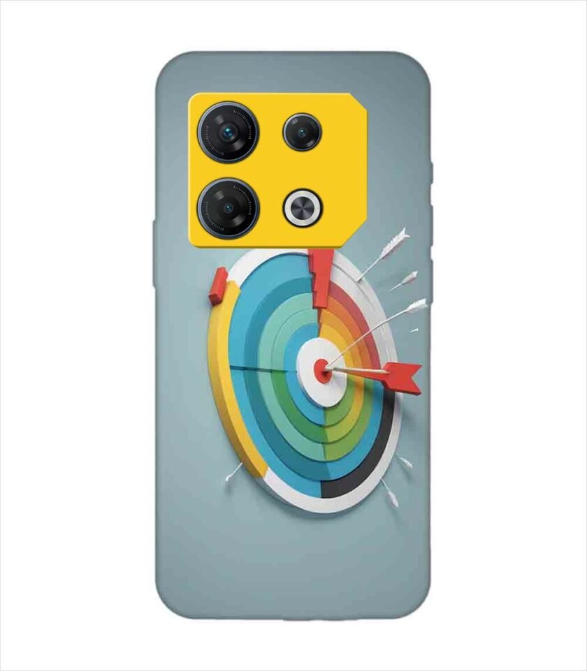 Infinix Gt 10 Pro 5G colorful clock with colorful arrow pointing right Custom Printed Back Cover Design