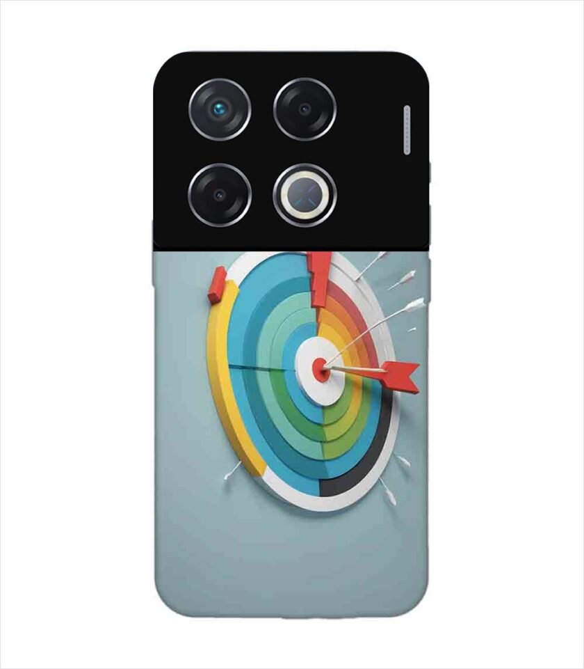 Infinix Gt 20 Pro 5G colorful clock with colorful arrow pointing right Custom Printed Back Cover Design