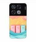 Infinix Gt 20 Pro 5G dreamy paper cut out landscape with three colorful mailboxes whimsical sky pastel hues Custom Printed Back Cover Design