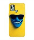 Infinix Hot 10 Play blue figure with sunglasses yellow wall with blue face Custom Printed Back Cover Design