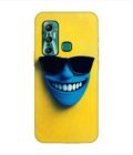 Infinix Hot 11 (2021) blue figure with sunglasses yellow wall with blue face Custom Printed Back Cover Design