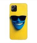 Infinix Hot 11 (2022) blue figure with sunglasses yellow wall with blue face Custom Printed Back Cover Design