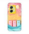 Infinix Hot 30 (5G) dreamy paper cut out landscape with three colorful mailboxes whimsical sky pastel hues Custom Printed Back Cover Design