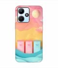 Infinix Hot 30I dreamy paper cut out landscape with three colorful mailboxes whimsical sky pastel hues Custom Printed Back Cover Design