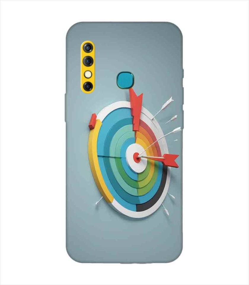 Infinix Hot 8 colorful clock with colorful arrow pointing right Custom Printed Back Cover Design