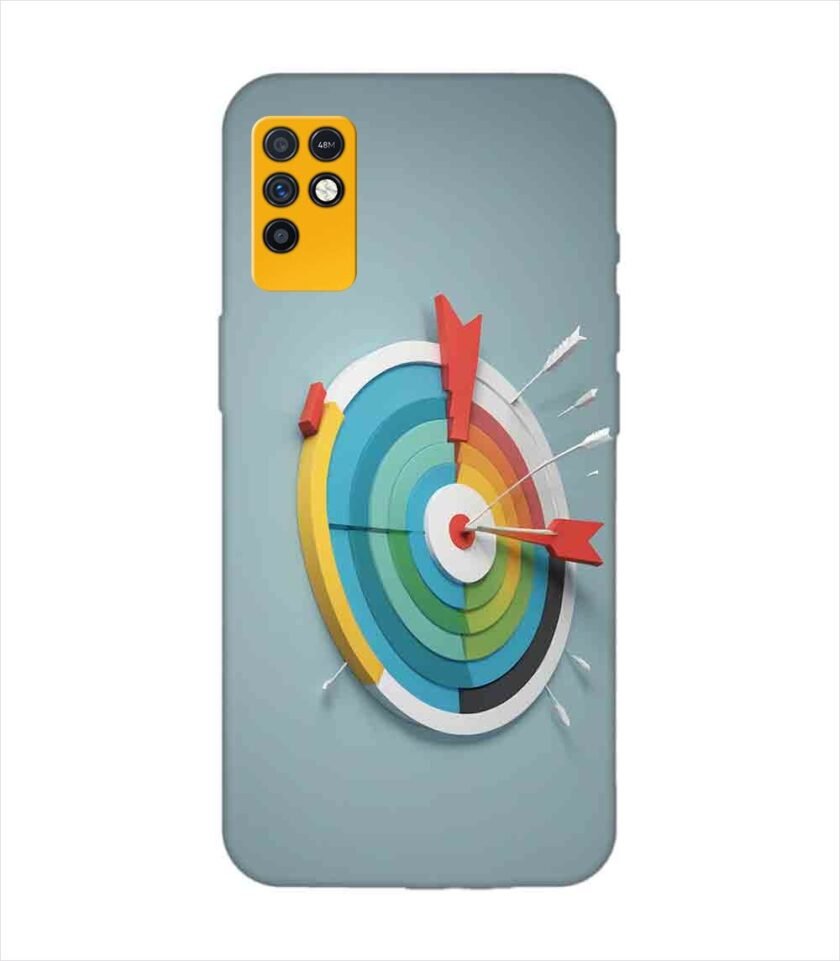 Infinix Note 10 colorful clock with colorful arrow pointing right Custom Printed Back Cover Design