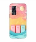 Infinix Note 11 dreamy paper cut out landscape with three colorful mailboxes whimsical sky pastel hues Custom Printed Back Cover Design