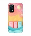 Infinix Note 11S dreamy paper cut out landscape with three colorful mailboxes whimsical sky pastel hues Custom Printed Back Cover Design