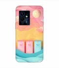 Infinix Note 12 Pro (5G) dreamy paper cut out landscape with three colorful mailboxes whimsical sky pastel hues Custom Printed Back Cover Design
