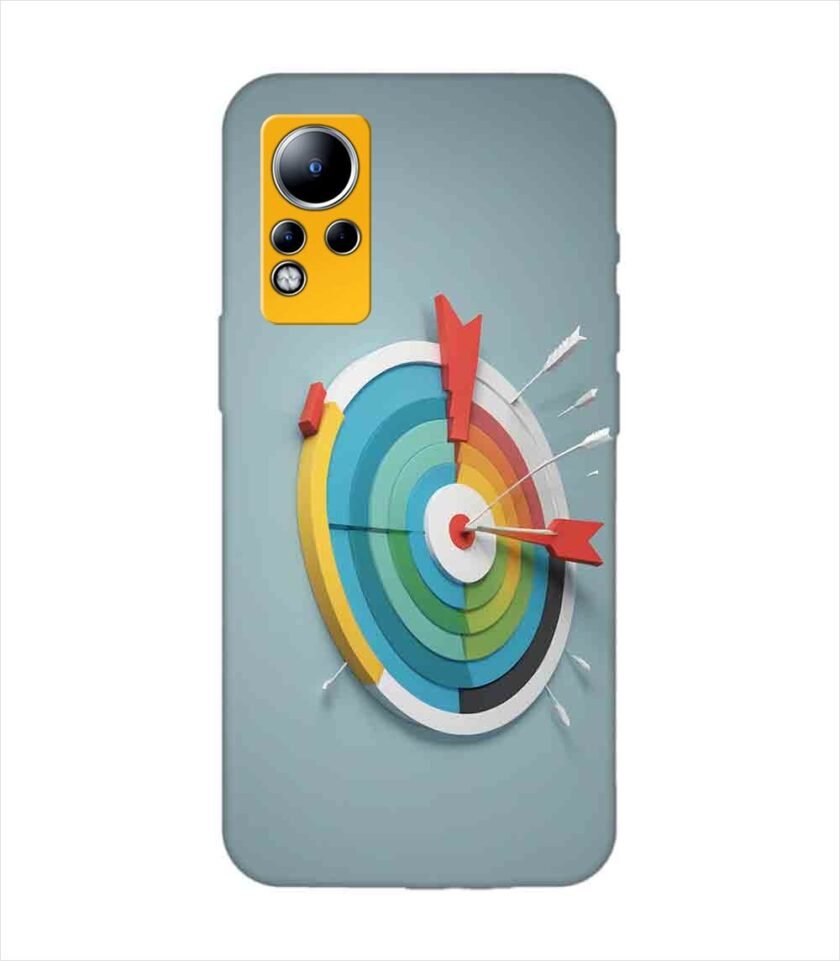 Infinix Note 12 colorful clock with colorful arrow pointing right Custom Printed Back Cover Design