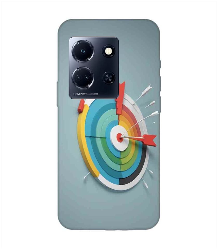 Infinix Note 30 (5G) colorful clock with colorful arrow pointing right Custom Printed Back Cover Design