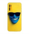 Infinix Note 7 Lite blue figure with sunglasses yellow wall with blue face Custom Printed Back Cover Design