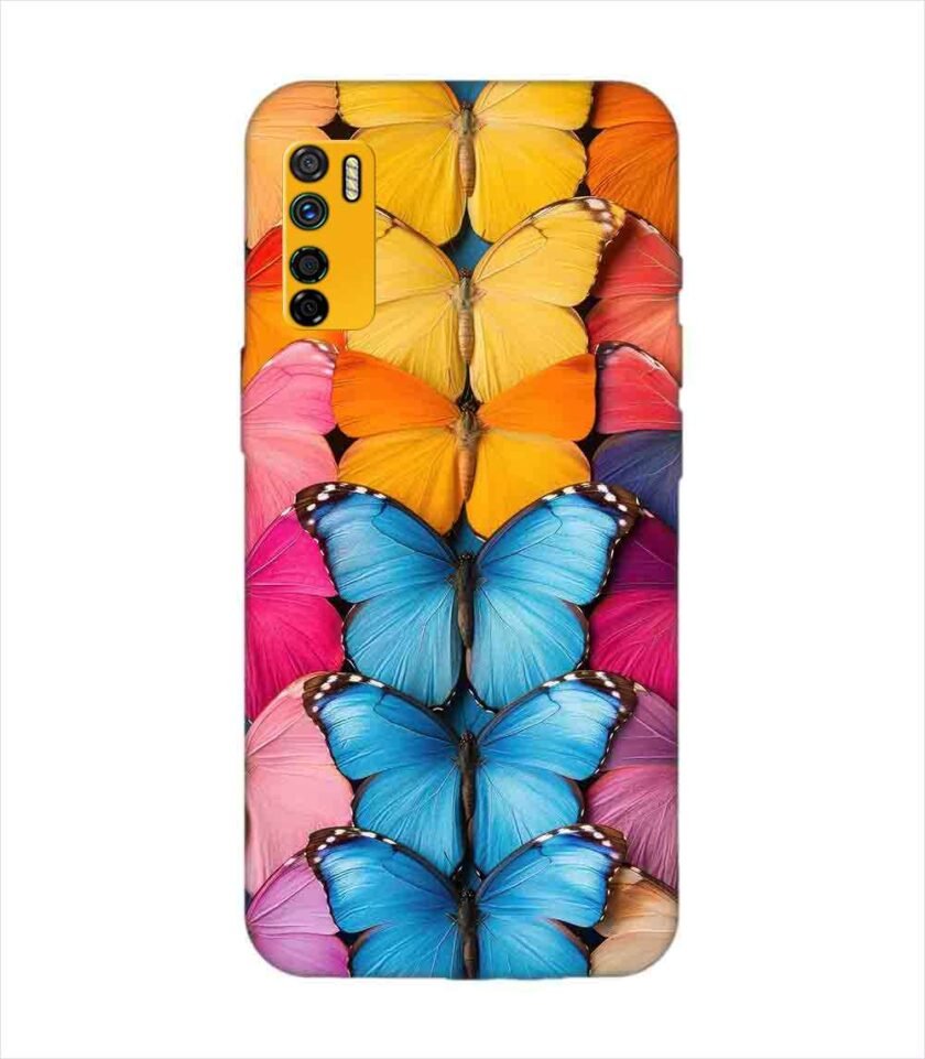 Infinix Note 7 Lite closeup colorful butterfly collection display Custom Printed Back Cover Design