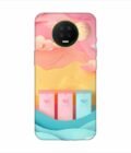 Infinix Note 7 dreamy paper cut out landscape with three colorful mailboxes whimsical sky pastel hues Custom Printed Back Cover Design